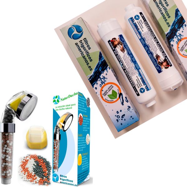 Pack 2 filtros universales nevera externo + filtro ducha universal